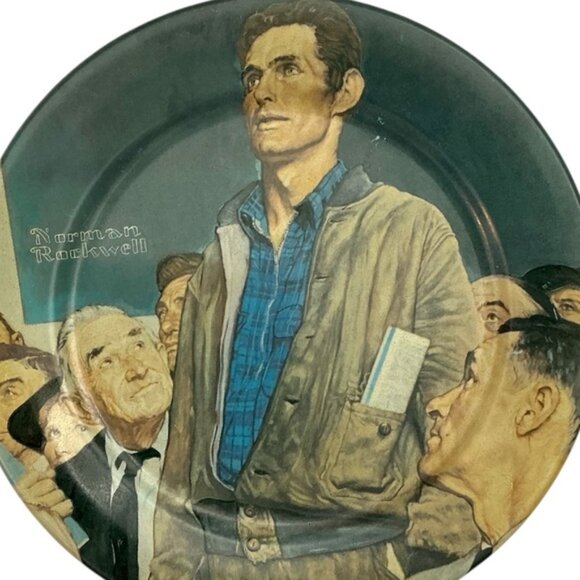 Norman Rockwell Metal Collector Plate Freedom Of Speech Four Freedoms Vintage 80 - Picture 6 of 16